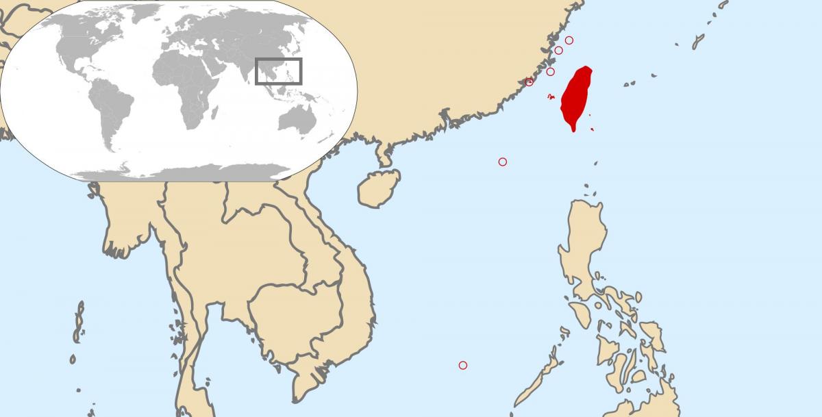 παγκόσμιο χάρτη που δείχνει την Ταϊβάν