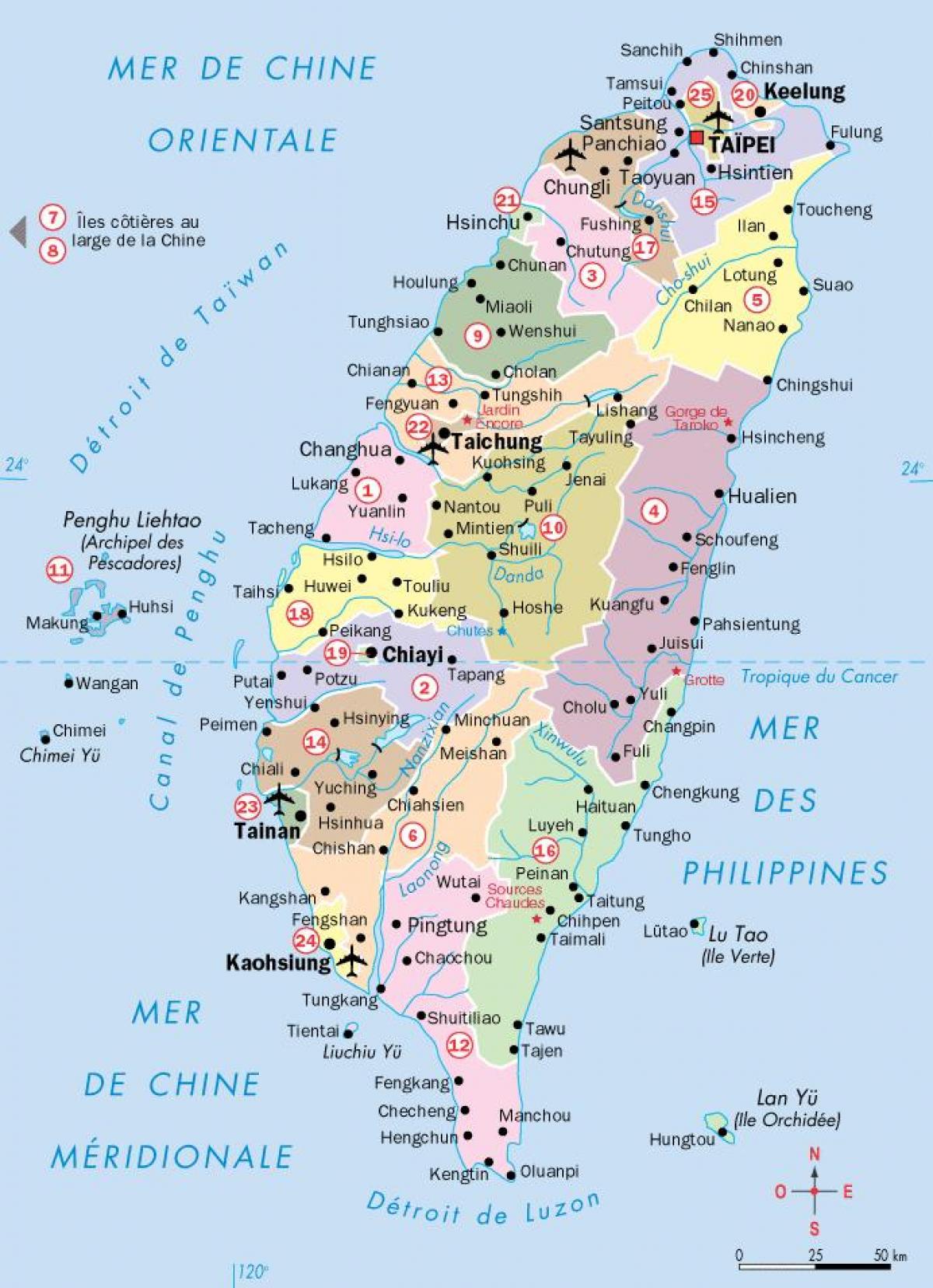 χάρτης της Ταϊβάν πόλεις