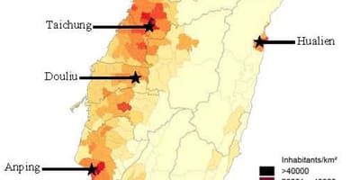 Ταϊβάν πυκνότητα πληθυσμού χάρτης